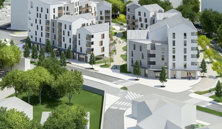 Development of the Bovéro square in Anglet (64), which comprises the construction of 132 housing units, a student residence and shops in the ground floor.